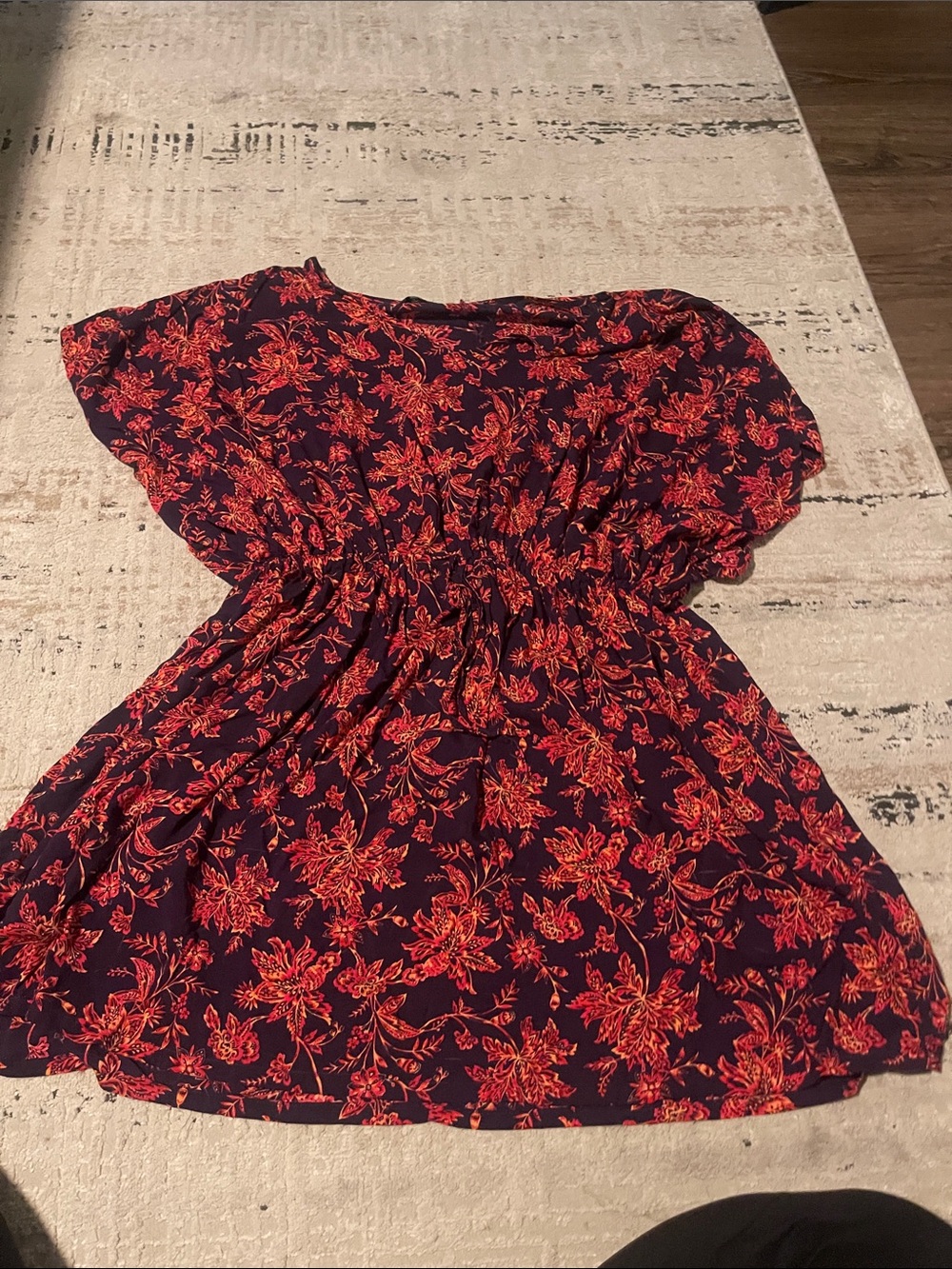 Womens purple cover up  with Red Floral Print